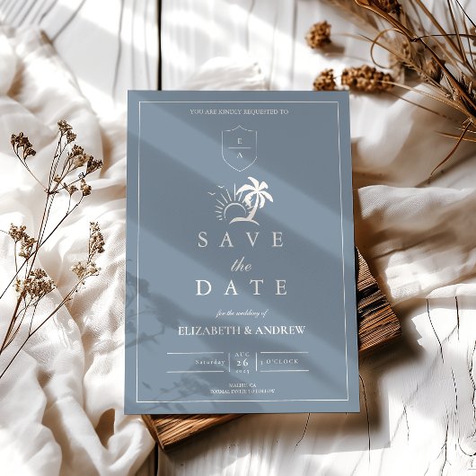 Elegante hand getrokken palmboom bruiloft save the date
