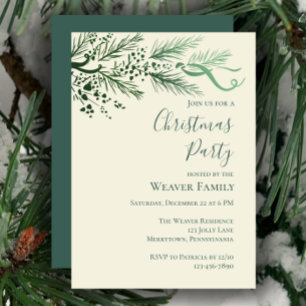 Elegante Hand getrokken Pine kerstfeest uitnodigin Kaart