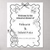 Elegante Hand Getrokken repetitie diner Welkomstbo Poster (Voorkant)