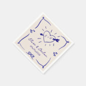 Elegante hand getrokken retro blauwe bruiloft servet (Hoek)