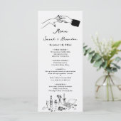 Elegante hand getrokken retro bruiloft menu (Staand voorkant)