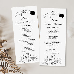 Elegante hand getrokken retro bruiloft menu