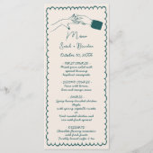 Elegante hand getrokken retro groene bruiloft menu (Voorkant)