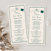 Elegante hand getrokken retro groene bruiloft menu