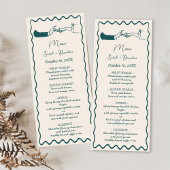 Elegante hand getrokken retro groene bruiloft menu