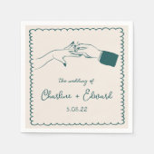 Elegante hand getrokken retro groene bruiloft servet (Voorkant)