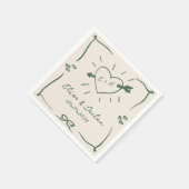 Elegante hand getrokken retro groene bruiloft servet (Hoek)