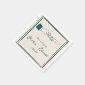 Elegante hand getrokken retro groene bruiloft servet (Hoek)