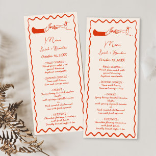 Elegante Hand getrokken Retro Sinaasappel bruiloft Menu