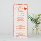Elegante Hand getrokken Retro Sinaasappel bruiloft Menu (Staand voorkant)