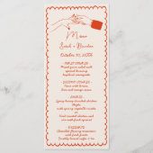 Elegante Hand getrokken Retro Sinaasappel bruiloft Menu (Voorkant)