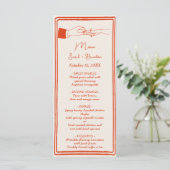 Elegante Hand getrokken Retro Sinaasappel bruiloft Menu (Staand voorkant)