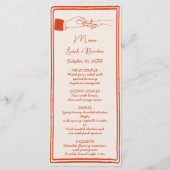 Elegante Hand getrokken Retro Sinaasappel bruiloft Menu (Voorkant)