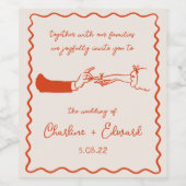 Elegante Hand Getrokken Retro Sinaasappel Trouwwij Wijn Etiket (Enkel label)