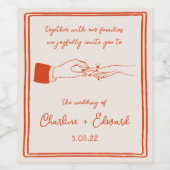 Elegante Hand Getrokken Retro Sinaasappel Trouwwij Wijn Etiket (Enkel label)