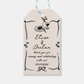 Elegante hand getrokken retro zwarte bruiloft cadeaulabel (Voorkant)