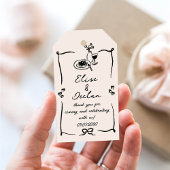 Elegante hand getrokken retro zwarte bruiloft cadeaulabel