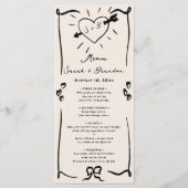 Elegante hand getrokken retro zwarte bruiloft menu (Voorkant)