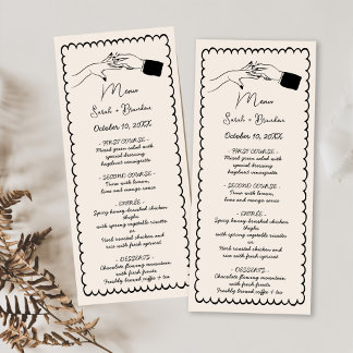 Elegante hand getrokken retro zwarte bruiloft menu