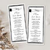 Elegante hand getrokken retro zwarte bruiloft menu