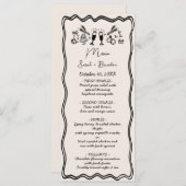 Elegante hand getrokken retro zwarte bruiloft menu (Voorkant / Achterkant)