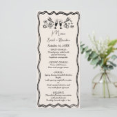 Elegante hand getrokken retro zwarte bruiloft menu (Staand voorkant)