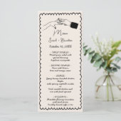Elegante hand getrokken retro zwarte bruiloft menu (Staand voorkant)