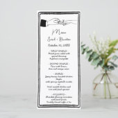 Elegante hand getrokken retro zwarte bruiloft menu (Staand voorkant)