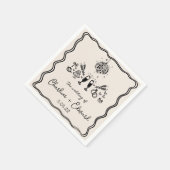 Elegante hand getrokken retro zwarte bruiloft serv servet (Hoek)