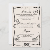 Elegante hand getrokken retro zwarte bruiloft uitn kaart (Achterkant)