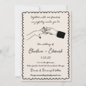 Elegante hand getrokken retro zwarte bruiloft uitn kaart (Voorkant)