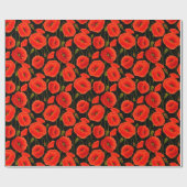 Elegante Hand Getrokken Rood Groen Bloempatroon Cadeaupapier (Vlak)