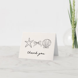 Elegante Hand getrokken Seashell Coquette Dank u Bedankkaart