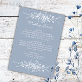 Elegante Hand Getrokken Stoffig Blauw Huwelijk Det Informatiekaartje