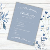 Elegante Hand Getrokken Stoffig Blauw Huwelijk RSVP Kaartje