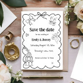 Elegante Hand Getrokken Trouwen Save the date Kaar Kaart