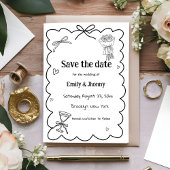 Elegante Hand Getrokken Trouwen Save the date Kaar Kaart
