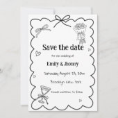 Elegante Hand Getrokken Trouwen Save the date Kaar Kaart (Voorkant)