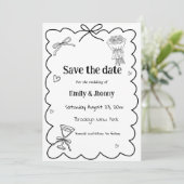 Elegante Hand Getrokken Trouwen Save the date Kaar Kaart (Staand voorkant)