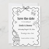 Elegante Hand Getrokken Trouwen Save the date Kaar Kaart (Voorkant)