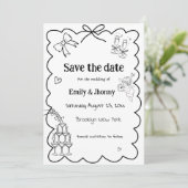 Elegante Hand Getrokken Trouwen Save the date Kaar Kaart (Staand voorkant)