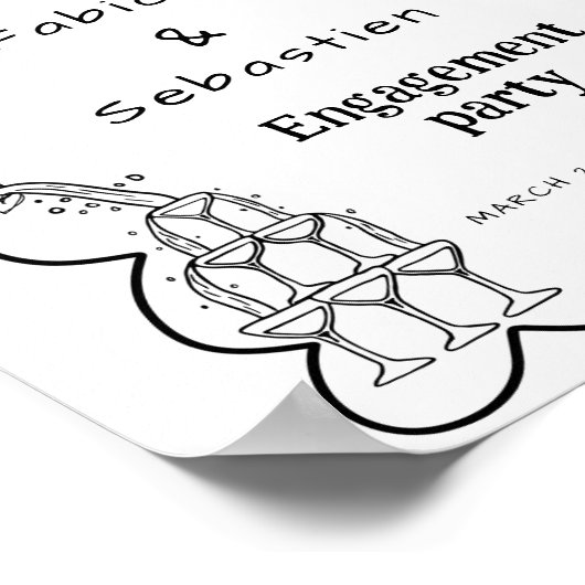 Elegante Hand Getrokken Verlovingsfeest Welkomstbo Poster (Hoek)