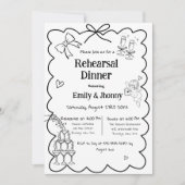 Elegante Hand Getrokken Wedding Repetitie Diner Ui Kaart (Voorkant)