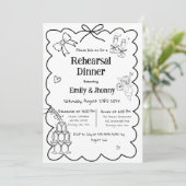 Elegante Hand Getrokken Wedding Repetitie Diner Ui Kaart (Staand voorkant)