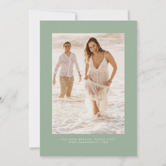 Elegante Hand Lettering Sage Groene Bruiloft Kaart (Achterkant)