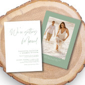 Elegante Hand Lettering Sage Groene Bruiloft Kaart