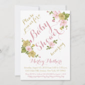 Elegante Hand Painted Flower Baby shower Uitnodigi Kaart (Voorkant)