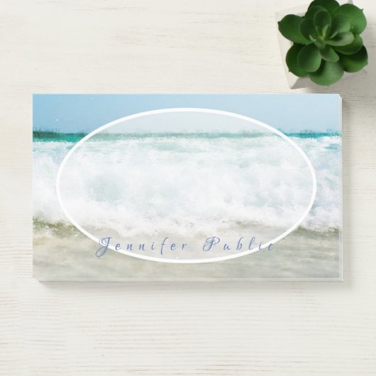 Elegante Hand Script Naam Waves Oliekleuren Sjablo Post-it® Notes (Kantoor)