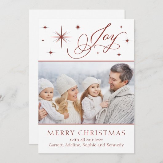 Elegante Hand Scripted Joy Christmas Kaart (Voorkant / Achterkant)