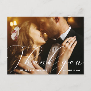 Elegante handcalligrafie foto's bruiloft bedankt briefkaart